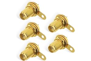 Superbat Connettore SMA 50ohm SMA Femmina Montaggio a Pannello Kit di Connettori di Cavo Coassiale con Dado a Parete e Terminale di Coppa di Saldatura per PC Antenna Stazioni Base ecc(5 Pezzi).
