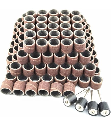 100 Nastri Abrasivi 1/2 Grana 80 + 2 Mandrini Per Trapano - Per Levigatura E Lucidatura Su Legno, Metallo, Plastica, Ceramica