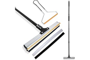 Viblii Dual-Edge Pet Hair Carpet Rake and Scraper - Pet Hair Removal with 157cm Adjustable Handle, Swappable Squeegee and Tooth Edge – Dog and Cat Hair Remover Tool, Lint and Rug Rake for Carpets