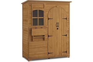 M MCombo casetta da giardino casetta per attrezzi in legno resistente alle intemperie, casetta da giardino da esterno impermeabile walk-in, per area esterna balcone terrazza 73×144×185 cm (natura)