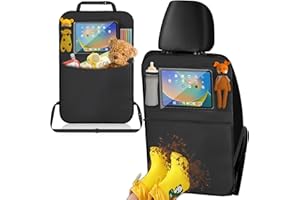NexGlow Autositz Organizer, Rückenlehnenschutz Auto Kinder [2 Stück] - Autositz Schutz Rückseite & Sitzschutz mit Großer Reißverschlusstasche,Wasserdicht,Kinder Rücksitz Organizer (Schwarz)