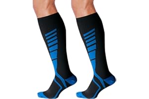 MEGAVOW 1 Paire Chaussettes de Compression Sportive, Chaussettes de Contention pour Homme Femme, Bas de Contention Compression Chaussette Haute pour Voyage Avion Ski Running