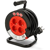 DIY Cable Reel 4 Sockets Standard Schuko, Cable H05VV-F3G1.5MM2, 15M, CE