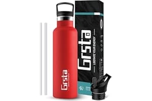 Grsta Botella agua acero inoxidable - 500ml/750ml/1L Botella agua - Botella reutilizable, Botella de agua sin BPA - Botella termo para Deportes, Escuela, fitness, Bicicleta, Al aire libre