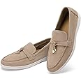 Celbreez Flats Loafers Comfortable Loafers for Women Round Toe Suede Lightweight Slip-on Moccasins Shoes Classic Casual Driving Penny Loafers Apricot, 39 EU