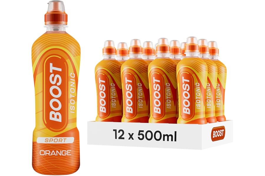 Boost Sports Drink Orange Flavour 12 Isotonic Drink with Vitamin B12 and B6 Electrolyte Drink Maximum Hydration Drinks Low Calorie Vegan Adult Soft Drinks Multipacks 12x500ml