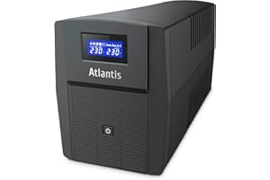Atlantis A03-HP1503 Unterbrechungsfreie Sinuswelle 1200VA 720W Line Interactive, LCD-Display, USB-HID-Anschluss, 3 IEC Ausgänge + 2 Schuko-Steckdosen + Alim-Kabel, 2 Akkus 12V-7Ah, Schutz RJ45
