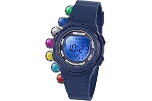 SOCICO Kinderuhr Digitaluhren für Mädchen Jungen, wasserdicht 5ATM, 7 Farbe leuchtet Uhren für Kinder mit Alarm Stoppuhr, weiche Band Armbanduhr für Mädchen und Jungen im Alter von 5-12.
