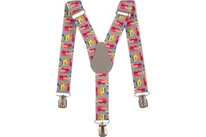 Olata Kinder Hosenträger mit Feuerwehrauto-Design | Elastische Y-Hosenträger (1-5 Jahre) – 2,5 cm
