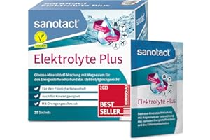 ‎SANOTACT sanotact Elektrolyte Plus (20 Beutel) • Elektrolyt Pulver für Flüssigkeitshaushalt • Kalium & Magnesium für Elektrolytgleichgewicht • 100% Vegan • Recovery Drink • Mit Orangengeschmack