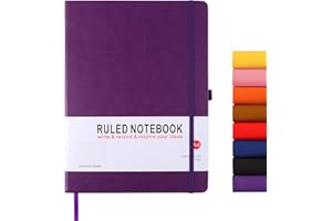 HIJYOO A4 Notebook, Notebook A4 Journal Notebook Hardcover Notepad with Bookmark Composition Notebooks, Pen Loop, and Elastic Closure, 8.3" X 11.18"，Purple