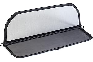 TIEF-TECH GermanTuningParts Windschott für Mercedes SL R107 2-Sitzer Cabriolet 1971-1989 - Klappbar - mit Schnellverschluss – Schwarz | Windabweiser | Windblocker | Wind Deflector