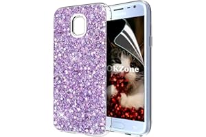 OKZone Coque Samsung Galaxy J3 2017, Mince Étui en Silicone Souple Paillette Strass Brillante Bling Bling Glitter de Luxe,Flexible Plein-Corps TPU de Protection pour Samsung Galaxy J3 2017 (Violet)