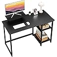 GreenForest Computer Desk with Monitor Stand,120cm Black Desk with Reversible Storage Shelves Modern PC Gaming Home Office Desk for Small Spaces,Black