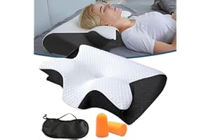 Jaoxiuozi Curosleep Kissen, Ergonomisches OrthopäDisches Kissen OrthopäDisches Nackenkissen Aus Memory Foam, NackenstüTzkissen FüR Seiten, RüCken Und BauchschläFer (Schwarz)