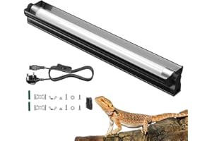 GlowUp T8 UVB UVA Light Reptile Kit, 18 Inch 15W 10.0 UVB Reptile Fluorescent Tubes Light Fixture for Terrariums Vivarium UVA UVB Light Bulb for Bearded Dragon, Lizard, Tortoise Cage, Snake