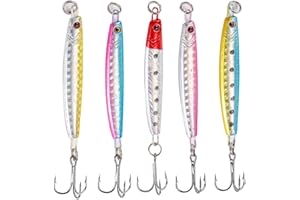 TUXIBIN 5 Piezas señuelos de Pesca, Metal cucharas de Pesca, hundimiento cucharas de Metal Lentejuelas Cebo, Artificial señuelos,Jigs Señuelos de Pesca para Trucha, Lubina, Perca, Lucio