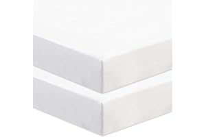 NAZNA LINEN 2 Pcs Chicco Next to Me Compatible Crib Fitted Sheets - 100% Pure Cotton, High Thread Count, Soft & Durable (83-85 x 50-51 cm, White)