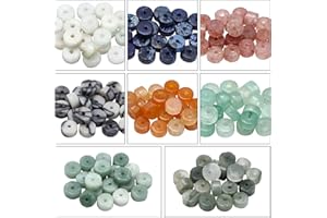 NBEADS 160 pz 8 Stili di Perline di Pietre Preziose Naturali, Perline Rotonde Piatte Perline di Diaspro Disco Assortite per Gioielli Che Fanno Collana di Orecchini Bracciali Artigianali