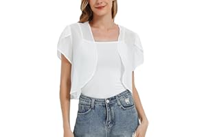 BALAYSIER Cardigan Donna Maniche Corte Bolero Donna Estivo Coprispalle Elegante in Chiffon per Matrimonio e Cerimonia