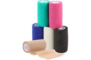 tigratigro 6 Rotoli Benda Elastica Coesiva 10cm x4.5m, Bendaggio Adesiva Coesiva Nastro Bendaggio Sportivo Non Tessuto Autoadesivo Benda Salvapelle Fasciature per Mani, Piedi, Ginocchia
