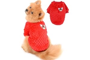 SELMAI Maglioni per Cani di Piccola Taglia Morbido Caldo Soffice Maglione Cucciolo Chihuahua Cappotto Bassotto Peluche Abbigliamento Gatti Animali Domestici Antivento Freddo in Inverno Rosso S