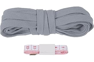 PATIKIL Flat Drawstring Cord 10mm x 5 Yd, Draw String Replacement Flat Rope Soft Cotton Hoodie String Cords Roll with Ruler for Sweatpants Shorts Pants Strap Garment, Dark Grey