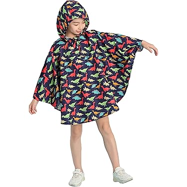 Poncho Pioggia Con Cappuccio Giacca Impermeabile Per Bambini Fewlby - Poncho Con Cappuccio, Design Cartoon, 1-14 Anni Mantella Pioggia Bambini Età 1-14 Anni