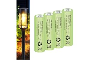 4 x Soluminate™ UK AA Rechargeable Solar Light Batteries 1.2V 600mAh NiMH Ni-MH for use outdoors in Garden Solar Lights