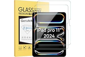 Gerutek 2-pak ochraniaczy ekranu do iPada Pro 27.9 cm (M4) 2024 Premium [szkło hartowane] [ultra przezroczyste] [odporne na zarysowania] [brak pęcherzyków powietrza] [twardość 9H] do iPada Pro M4 27.9