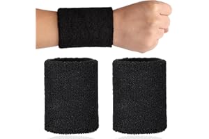 JEYORZY 2 Pièces Bandeau Poignet, Sport Poignet, Bandeau Ooignet Absorbant La Transpiration pour Hommes Et Femmes, Bracelets De Tennis en Coton, Adaptés Au Basketball, Football, Tennis
