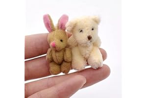 VIONNPPT Set of 2 Mini Dolls Rabbit and Bear 1:12 Miniature Dollhouse Accessories, Beautiful Desktop Ornament Pendant, Doll Model Gift for Dollhouse Living Room House