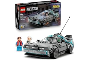 LEGO Speed Champions Wehikuł czasu z Powrotu do przyszłości, zabawka dla dzieci od 9 lat, model samochodu i dwie minifigurki Marty McFly i doktor Brown, prezent dla chłopców i dziewczynek 77256