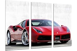 Cuadros Camara Tableau Moderne Photographique, Impression sur Bois, Voiture de Sport, Ferrari Rouge, 97 x 62 cm, ref. 26385