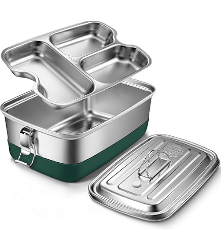 immer Bento Lunchbox - Contenitore portapranzo in acciaio inossidabile a prova di perdite con chiusura a clip, per bambini e adulti (800 ml