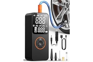 TUKIMA Elektrische Luftpumpe Fahrrad 150PSI Luftkompressor Fahrradpumpe Kompressor mit 6000mAh Reifenpumpe Digitalanzeige und Notbeleuchtung für Auto, Motorrad, Fahrrad, Bälle und Schwimmringe