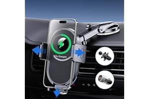 Eazpower Samochodowy uchwyt na telefon komórkowy z funkcją ładowania,15W Fast Wireless Charger Car Mobile Phone Holder dla iPhone i innych telefonów z bezprzewodowym