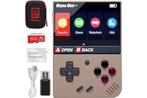 ASTARAMA Miyoo Mini Plus Console de jeu portable avec sac de rangement, console de jeu rétro Open Source de 3,5", carte TF 64 Go intégrée et plus de 10 000 jeux classiques, prise en charge WiFi
