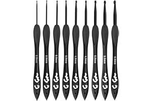 Aiyraa 9 Stück Häkelnadel Set, Ergonomische Häkelnadeln mit Leichtem Kunststoffgriff, Glatter Hakenkopf, für Anfänger, Strickbegeisterte und Arthritische Hände, Crochet Hook, Prym Häkelnadel (2-6 mm)