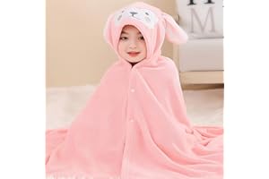 YIPUETERNITY 70 x 140 cm Ręczniki kąpielowe dla dzieci, ultramiękkie ręczniki z kapturem dla dzieci, koralowy, aksamitny, bardzo duży ręcznik plażowy z guzikiem, dla niemowląt, chłopców i dziewcząt