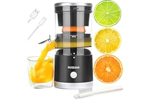 DUSENHO Zitronenpresse Elektrisch Saftpresse Elektrisch Orangenpresse Zitruspresse Tragbare USB-Aufladung Juicer Entsafter für Orange, Zitronen, Zitrusfrüchte