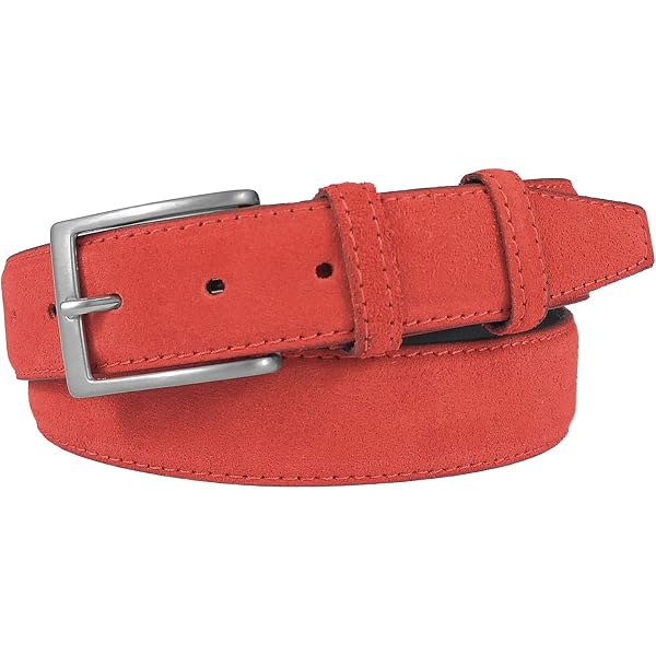 Cintura Unisex In Vera Pelle Scamosciata Colore Senape - Altezza 3,5 Cm Con Fibbia Regolabile