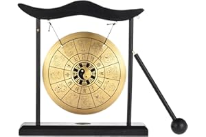 lencyotool Desktop Gong Zen Art Brass Feng Shui Gong Auf Sockel Mit Mallet Gong Percussion Instrumente, Desktop Gong Für Wohnkultur Einweihungsgeschenk