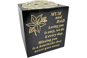 David Fischhoff Memorial Black Rose Bowl with Gold Wording Graveside Flower Vase (Black & Gold - Lily, Mum & Dad)