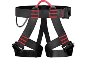 Ceinture d'escalade de fixation anti-chute - Ceinture de sécurité - Ceinture d'escalade réglable - Ceinture de sécurité - Équipement d'escalade - Demi-sangle large pour l'escalade des arbres (noir)