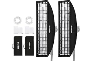 Soonpho 2 szt. Grid Softbox Strip Beehive Bowens Mount with Honeycomb i Carrying Bag 22 x 90 cm do GODOX SL60W LA150 LED Video Light kompatybilne z NEEWER CB60B CB150W 100W Amaran 60x Aputure 600d