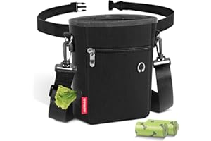AEMIAO Bolsa de golosinas para perros, cierre magnético, bolsa de entrenamiento para cachorros con forro extraíble, bolsa de aperitivos manos libres para pasear y entrenar perros, cintura y cinturón