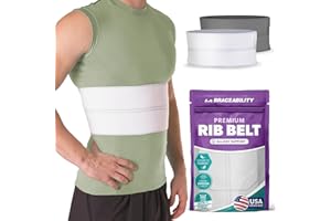 BraceAbility Broken Rib Brace | Elastic Chest Wrap Belt for Cracked Fractured or Dislocated Ribs Protection Compression and Support (Male - Fits 24"-60" Chest)
