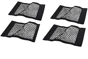 Vebetter Filet Rangement de Coffre Voiture, 4PCS Organisateurs Sac Pocket Organizer de Coffre Voiture, 50x25 40x25 Filet de Stockage Voiture Sac avec Élastique Magic Sticker pour Voiture Bagages Sac.
