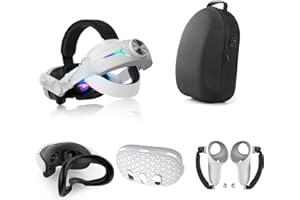 OKESYO Meta Quest 3 accesorios, incluye correa Meta Quest 3 Elite con batería de 8000 mAh/bolsa/funda de carcasa, cubierta facial/asas (silicona, compatible con Meta Quest 3)